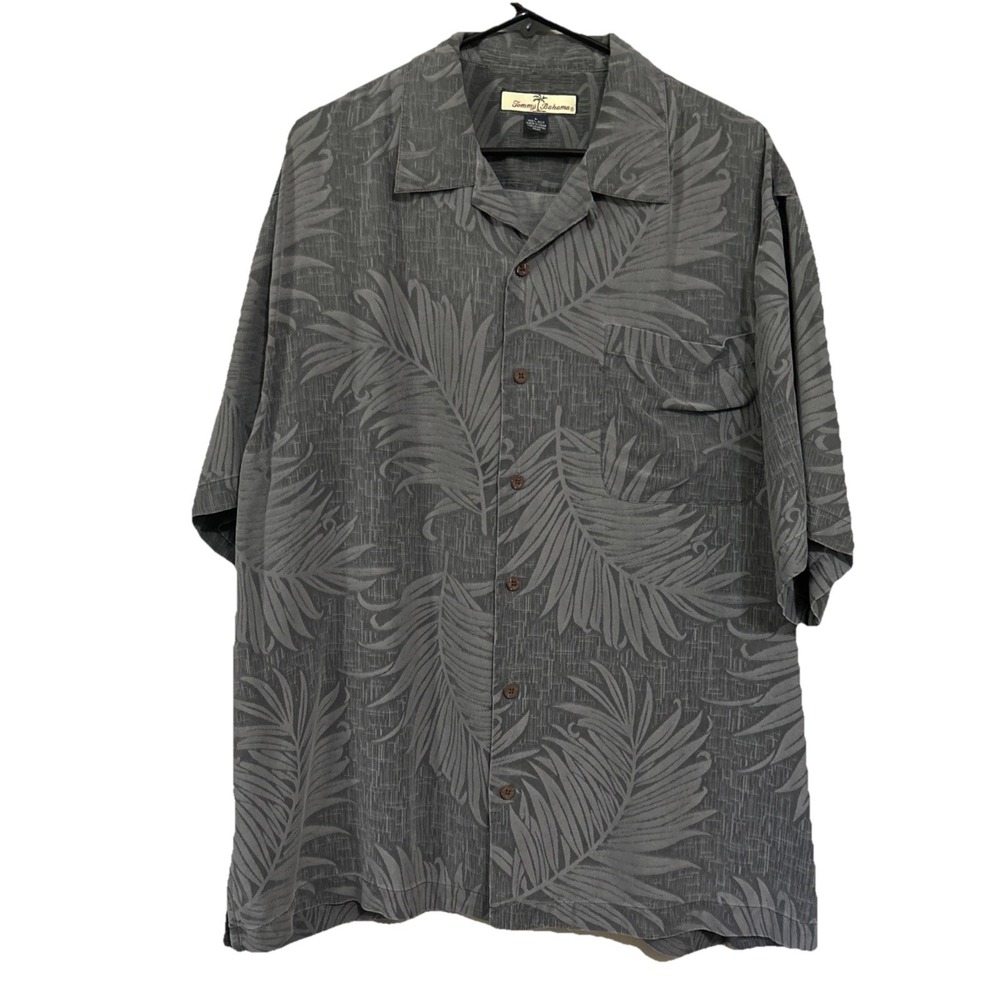 Tommy Bahama L 100% Silk Short Sleeve Button Up Shirt Tropical Camp Beach